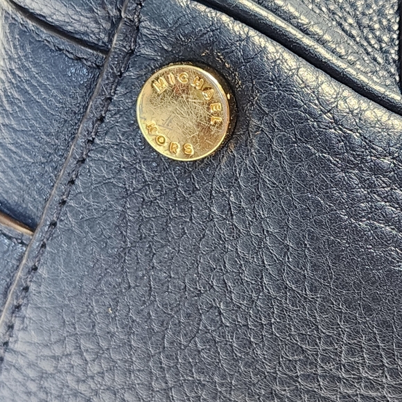 Michael Kors Julia Navy Blue Large Leather Satchel Handbag Crossbody - Picture 8 of 13